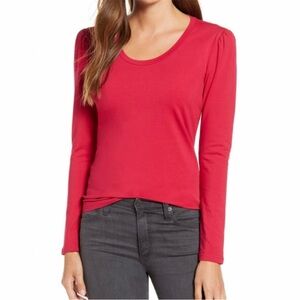 Rachel Parcell Vibrant Red Long Sleeve Tee